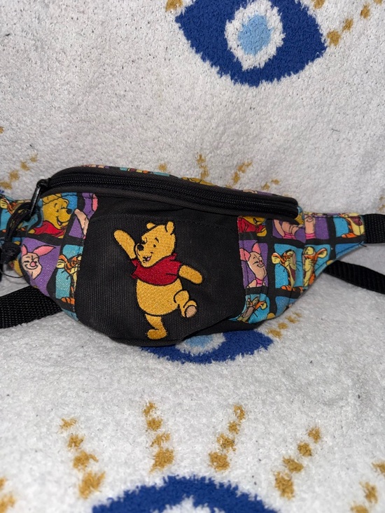 Disney Handbags - Vintage Disney Winnie the Pooh Black Fanny Pack with Colorful Character Panels
